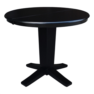 36&quot Solid Wood Round Top Pedestal Dining Table with 12&quot Leaf - 30.1&quotH
