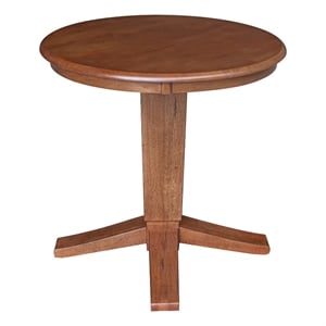 30&quot Solid Wood Round Top Pedestal Dining Table in Distressed Oak