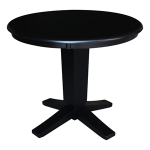 International Concepts 36&quot Solid Wood Round Top Pedestal Dining Table in Black