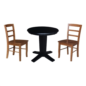30&quot Solid Wood Round Top Dining Table with 2 Dining Chairs