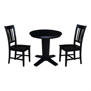 30&quot Solid Wood Round Top Dining Table with 2 Dining Chairs