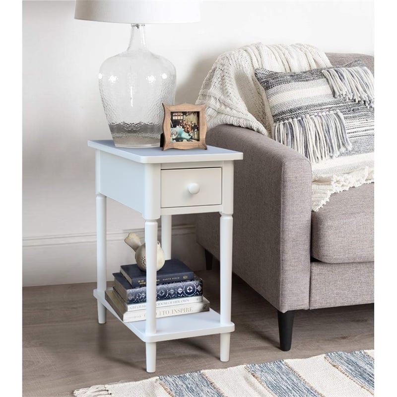 International Concepts Solid Wood Narrow Side Table in White