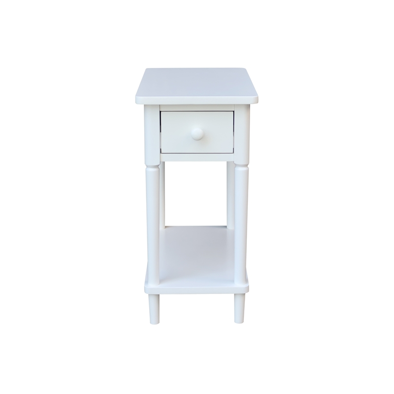 International Concepts Solid Wood Narrow Side Table in White