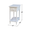 International Concepts Solid Wood Narrow Side Table in White