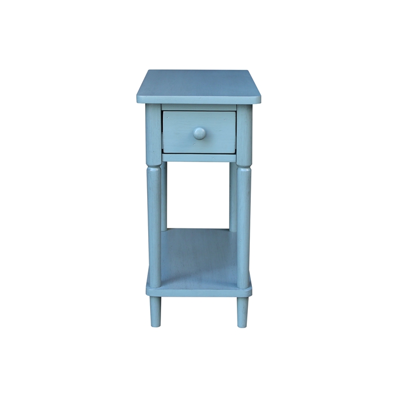 International Concepts Solid Wood Narrow Side Table in Ocean Blue Antique