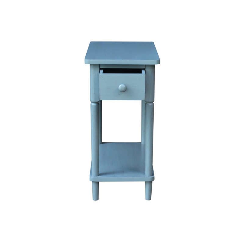 International Concepts Solid Wood Narrow Side Table in Ocean Blue Antique