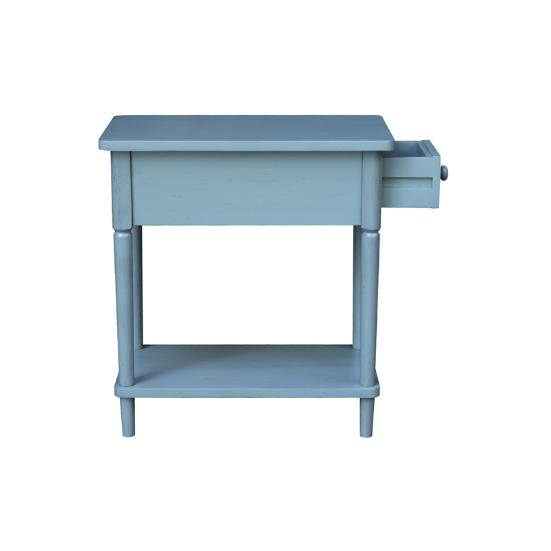 International Concepts Solid Wood Narrow Side Table in Ocean Blue Antique