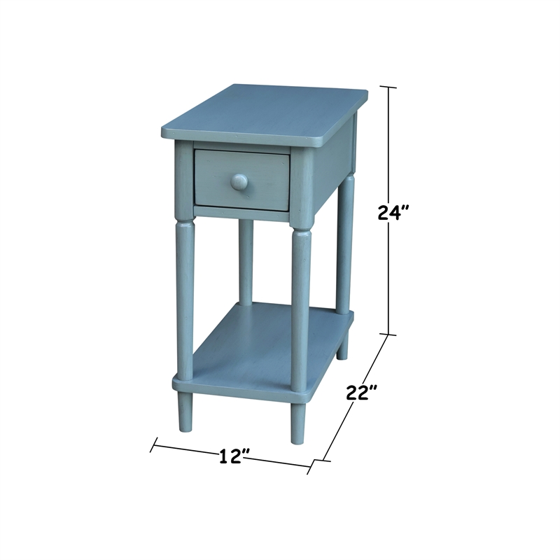 International Concepts Solid Wood Narrow Side Table in Ocean Blue Antique