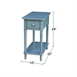 International Concepts Solid Wood Narrow Side Table in Ocean Blue Antique