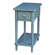 International Concepts Solid Wood Narrow Side Table in Ocean Blue Antique