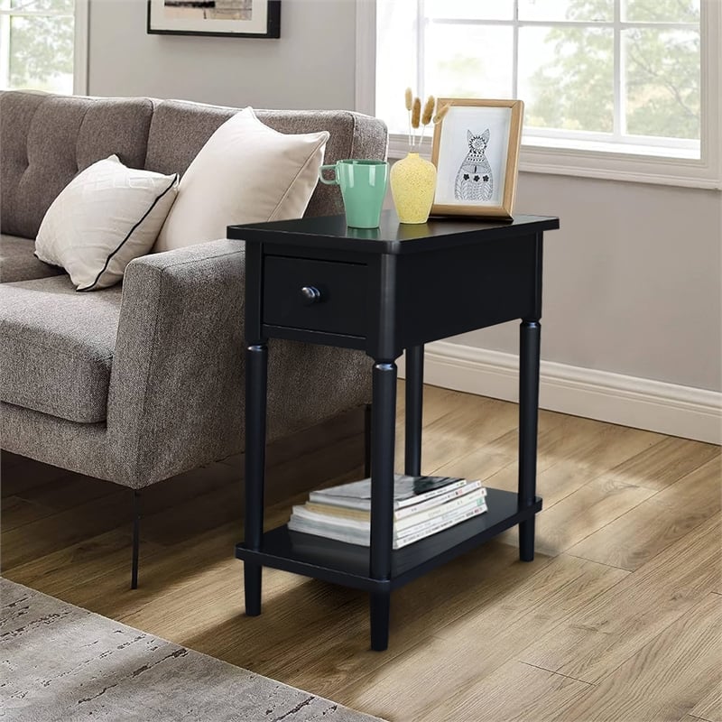 International Concepts Solid Wood Narrow Side Table in Black