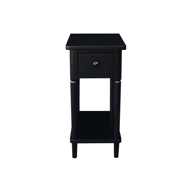 International Concepts Solid Wood Narrow Side Table in Black