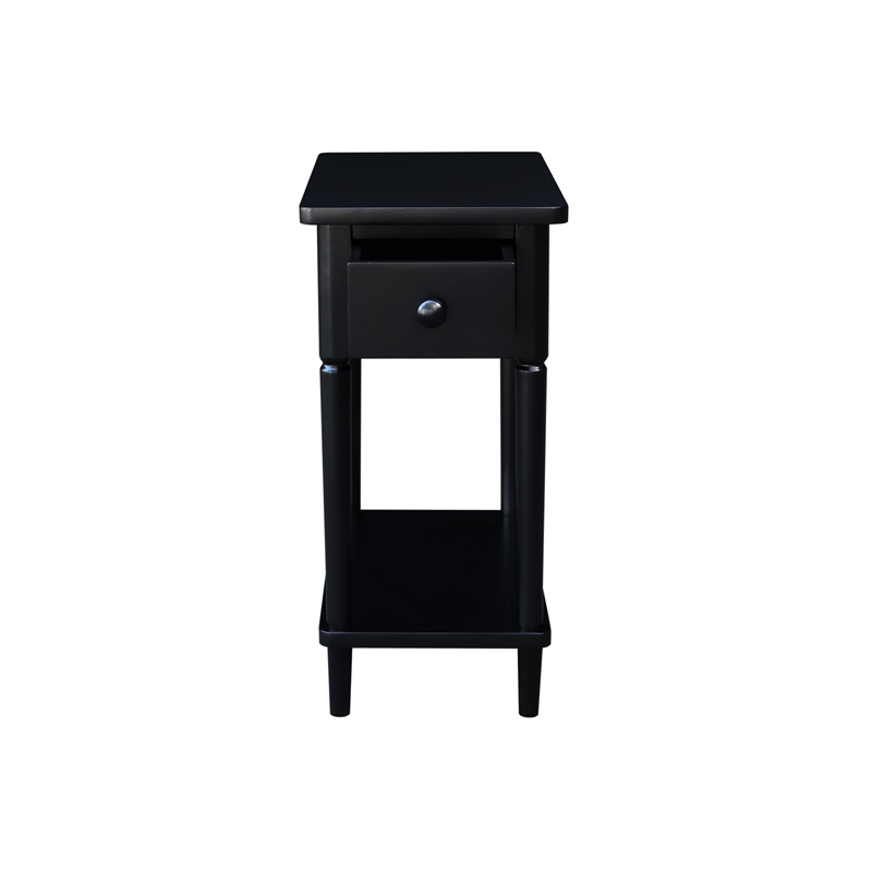 International Concepts Solid Wood Narrow Side Table in Black