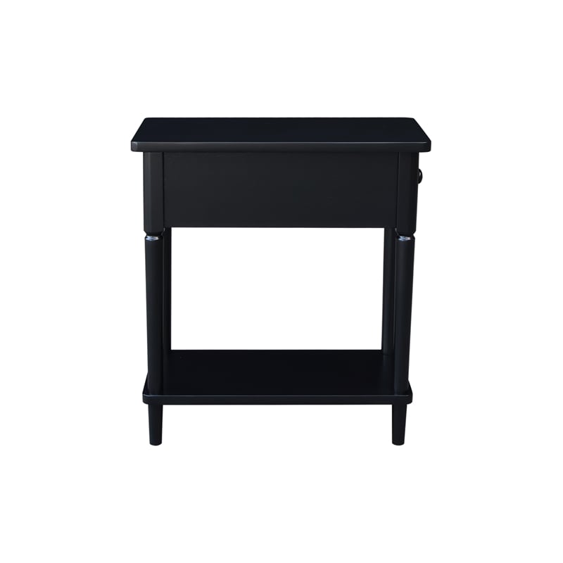 International Concepts Solid Wood Narrow Side Table in Black