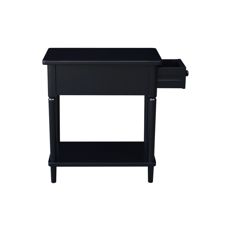 International Concepts Solid Wood Narrow Side Table in Black
