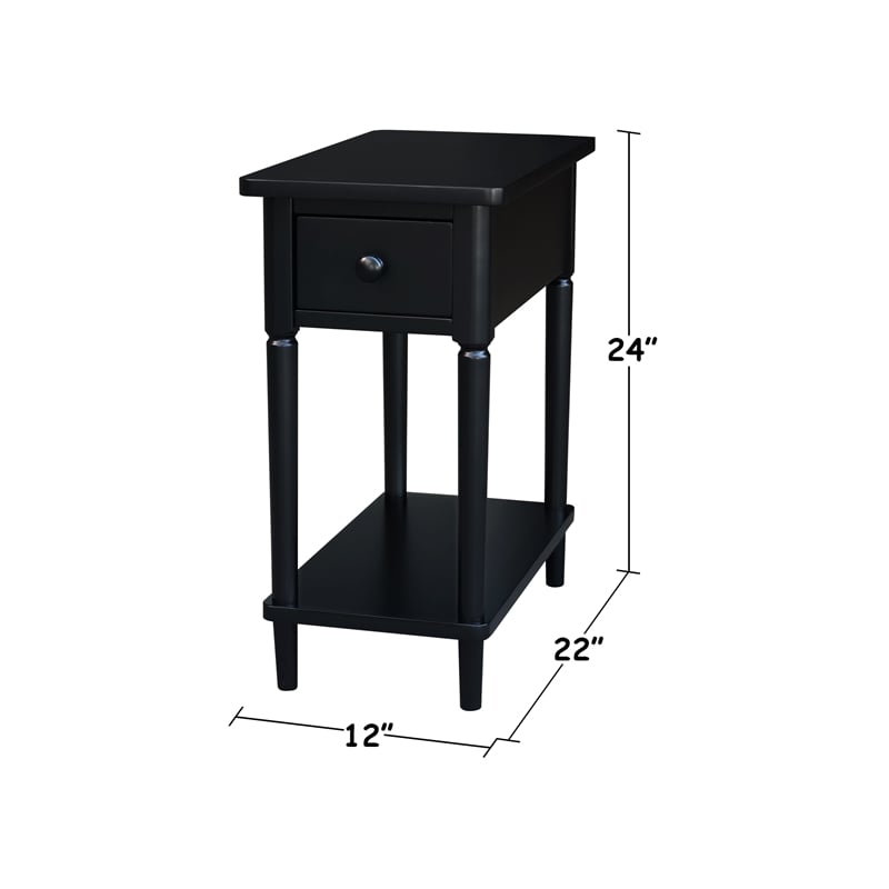 International Concepts Solid Wood Narrow Side Table in Black