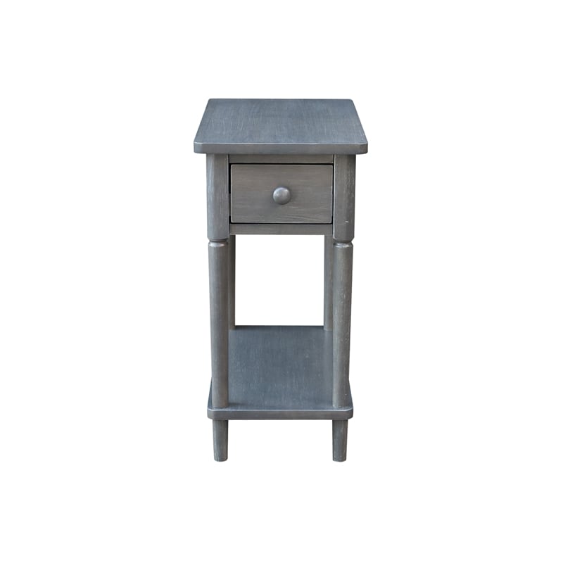 International Concepts Solid Wood Narrow Side Table in Heather Gray Antique