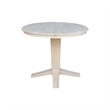 36 in Solid Wood Round Top Pedestal Dining Table with 12 in Leaf in Unfinished
