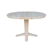 36 in Solid Wood Round Top Pedestal Dining Table with 12 in Leaf in Unfinished