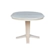 36 in Solid Wood Round Top Pedestal Dining Table with 12 in Leaf in Unfinished