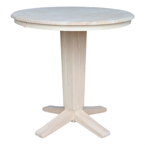 36&quot Soild Wood Round Top Pedestal Counter Height Dining Table with 12 in Leaf