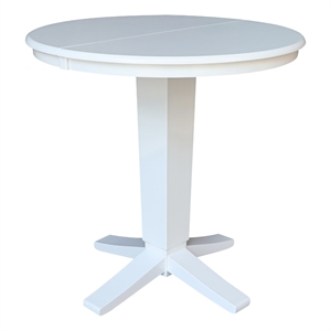36&quot Soild Wood Round Top Pedestal Dining Table with 12&quot Leaf - 36.1&quotH