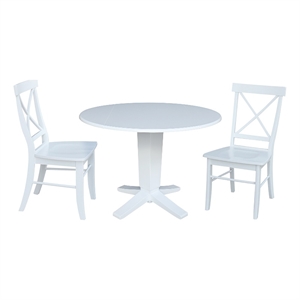 International Concepts 42&quot Solid Wood Dual Drop Leaf Table with 2 Dining Chairs