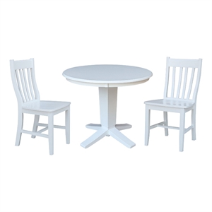 36&quot Solid Wood Round Top Pedestal Dining Table with 2 Dining Chairs