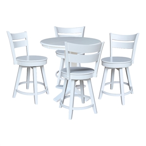 36&quot Round Solid Wood Extension Table with 4 Counter Height Stools