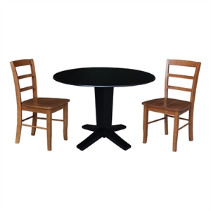 International Concepts 42&quot Solid Wood Dual Drop Leaf Table with 2 Dining Chairs