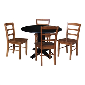 International Concepts 42&quot Solid Wood Dual Drop Leaf Table with 4 Dining Chairs