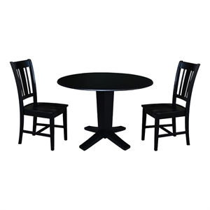 International Concepts 42&quot Solid Wood Dual Drop Leaf Table with 2 Dining Chairs
