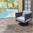 Outdoor Patio Charcoal Woven Abaca Rope Swivel Rocking Chair with Cushion