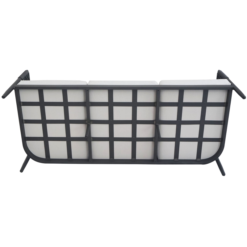 Outdoor Aluminum Woven Abaca Rope 3 Seater Patio Sofa with Cushions