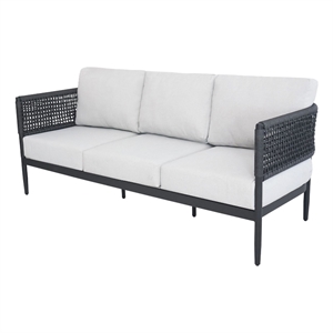 Outdoor Aluminum Woven Abaca Rope 3 Seater Patio Sofa with Cushions