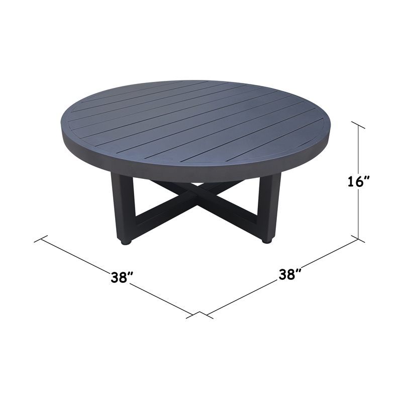 International Concepts Outdoor Aluminum Patio Coffee Table - Charcoal