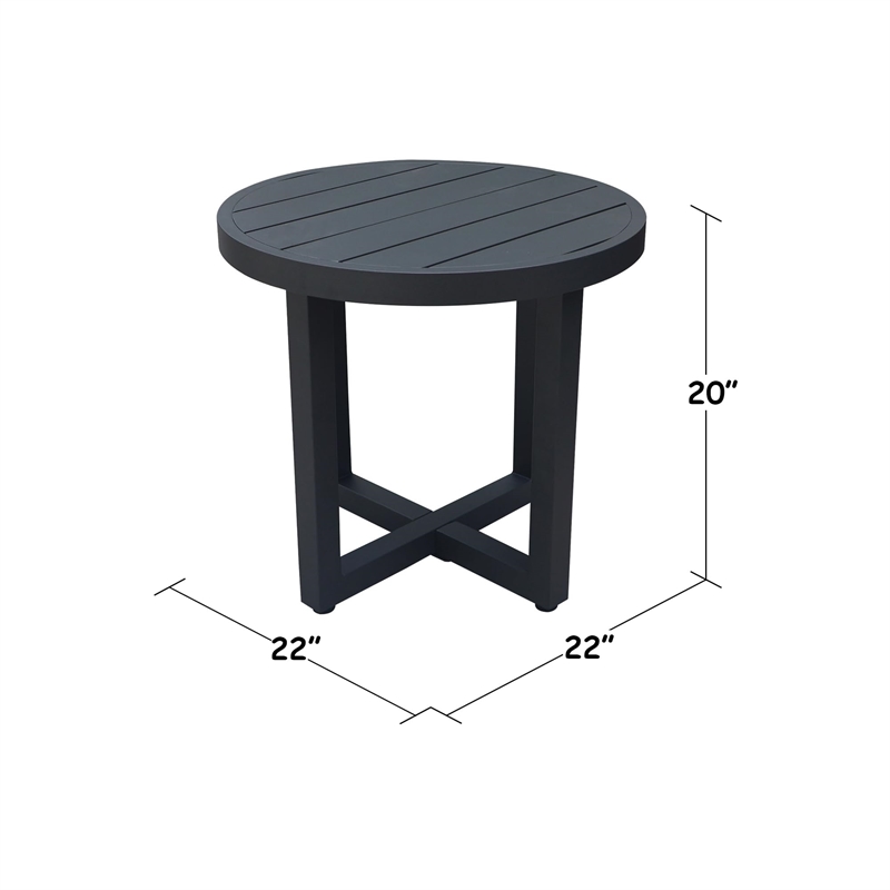International Concepts Outdoor Aluminum Patio Side Table - Charcoal