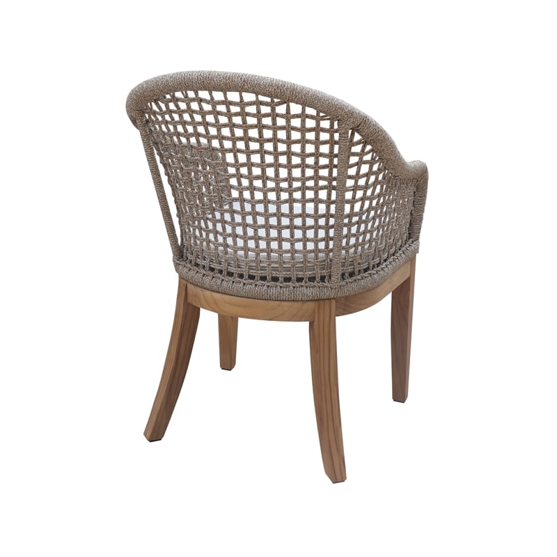 Set of Two Outdoor Teak Patio Dining Chair with Cushions - Natural