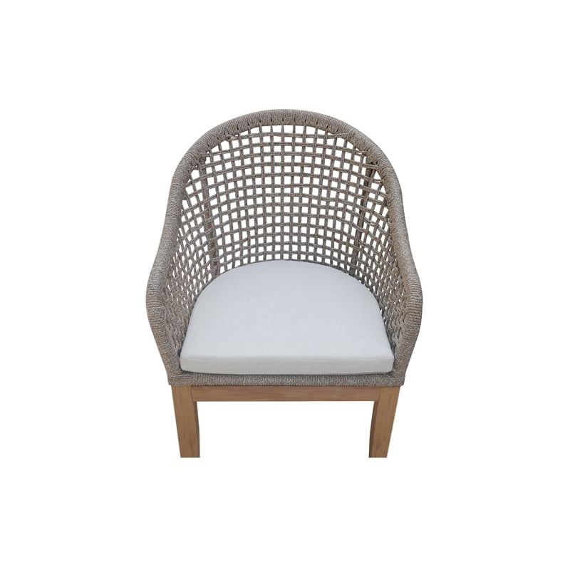 Set of Two Outdoor Teak Patio Dining Chair with Cushions - Natural