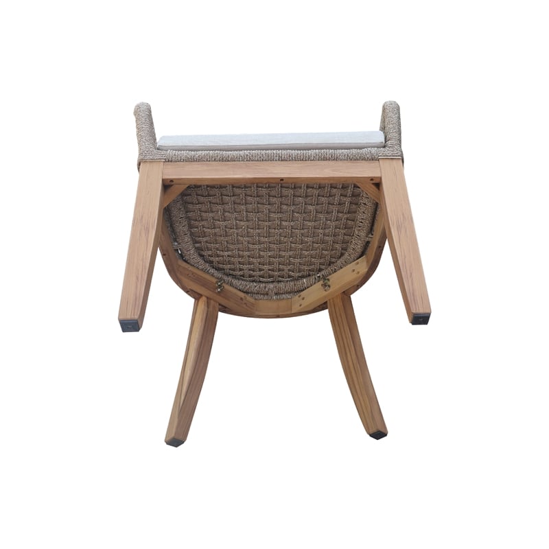 Set of Two Outdoor Teak Patio Dining Chair with Cushions - Natural