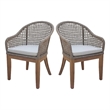Set of Two Outdoor Teak Patio Dining Chair with Cushions - Natural