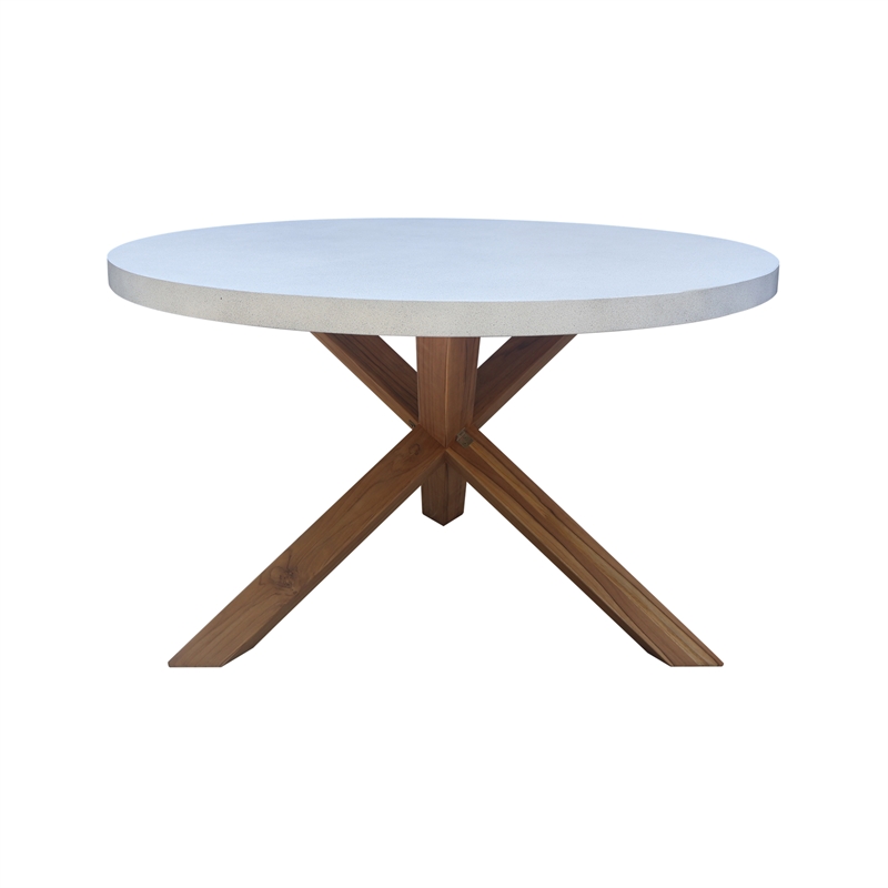 Outdoor Teak Wood Patio Dining Table with Polystone Top - Natural