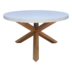 Outdoor Teak Wood Patio Dining Table with Polystone Top - Natural
