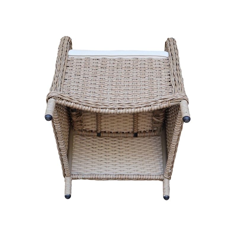 Outdoor Aluminum Wicker Patio Dining Chair with Cushion - Natural