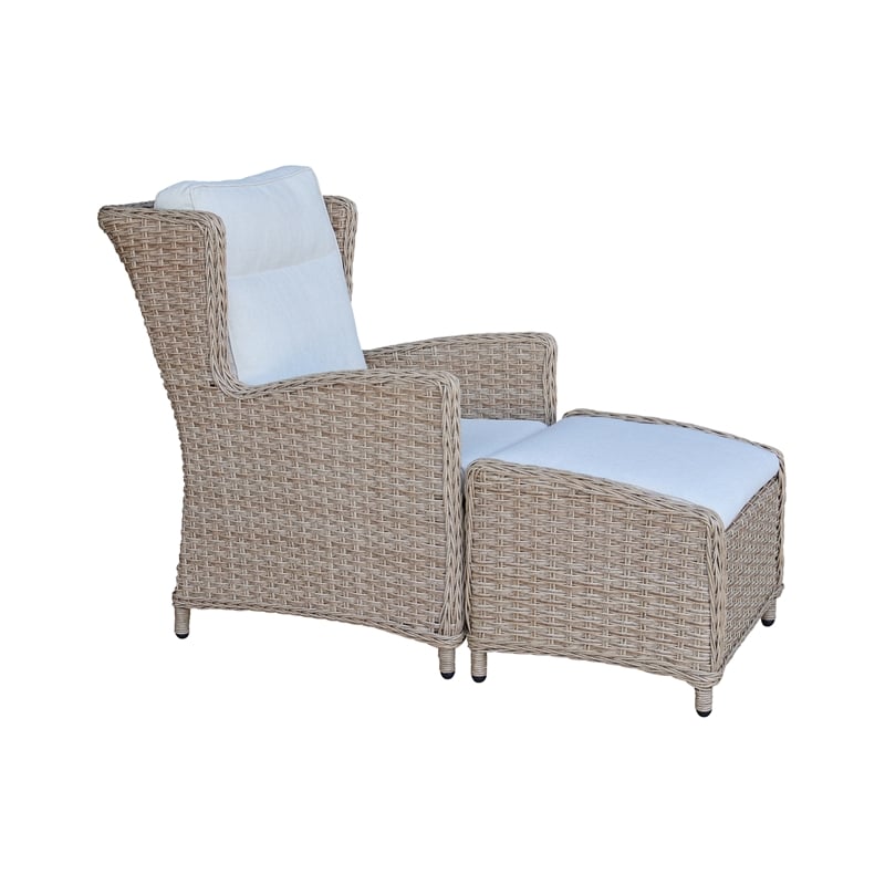 Outdoor Aluminum Wicker Patio Lounge Chair with Cushion - Natural