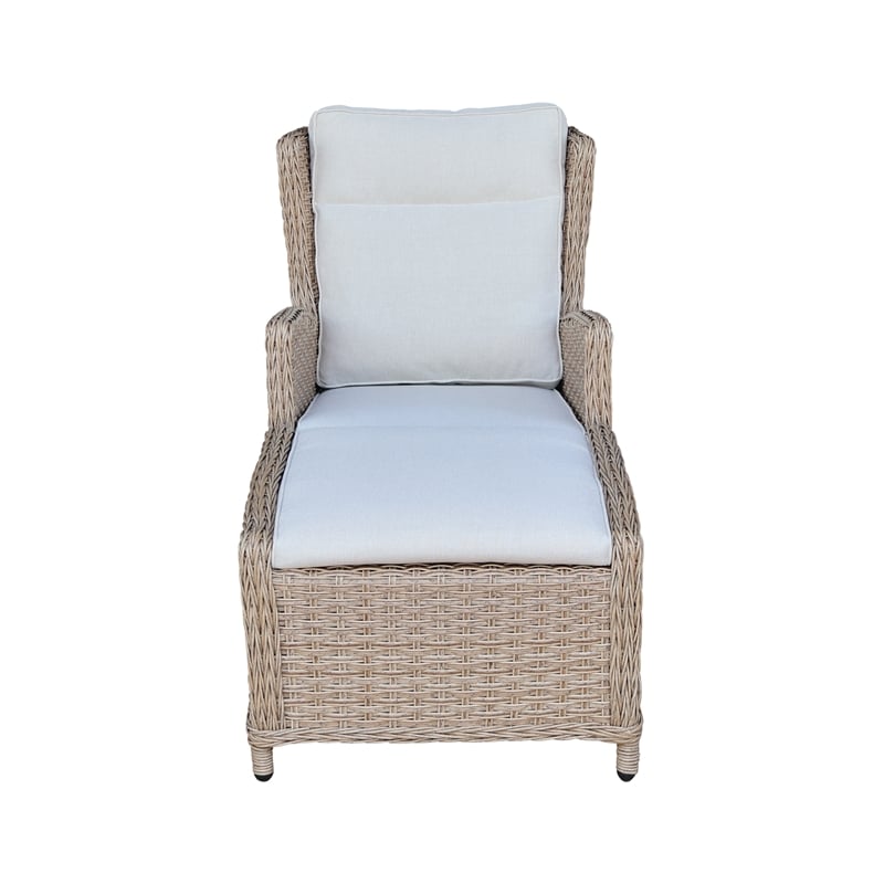 Outdoor Aluminum Wicker Patio Lounge Chair with Cushion - Natural