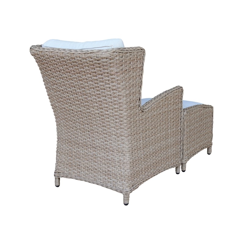 Outdoor Aluminum Wicker Patio Lounge Chair with Cushion - Natural