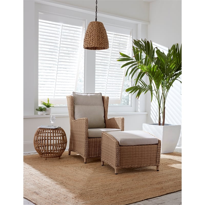 Outdoor Aluminum Wicker Patio Lounge Chair with Cushion - Natural