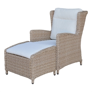 Outdoor Aluminum Wicker Patio Lounge Chair with Cushion - Natural