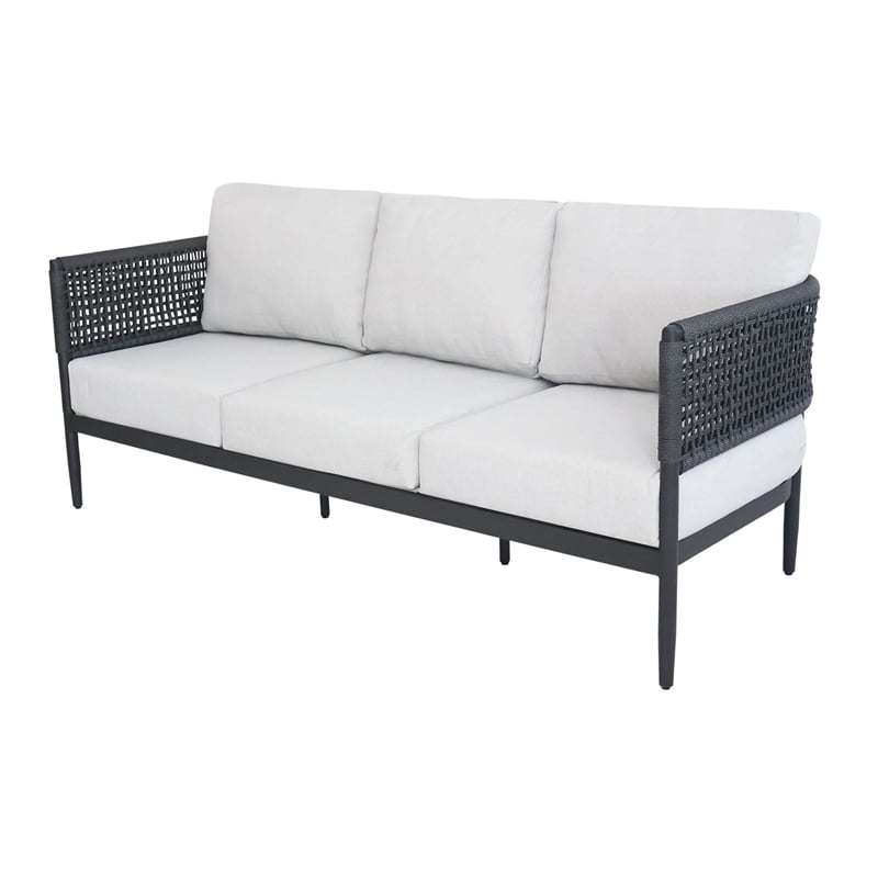 Outdoor Aluminum Patio Set With Sofa Coffee Table and Swivel Rocking Chair